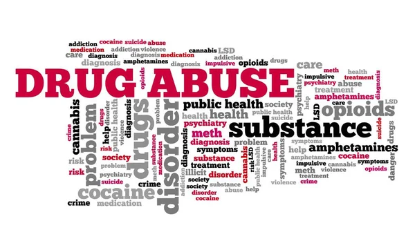 Abuso Droga Parola Collage Nuvola Concetti Tossicodipendenza Text Cloud — Foto Stock