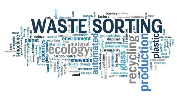 Pojęcie Sortowania Odpadów Słowo Chmura Kolaż Znak Sortowania Śmieci — Zdjęcie stockowe