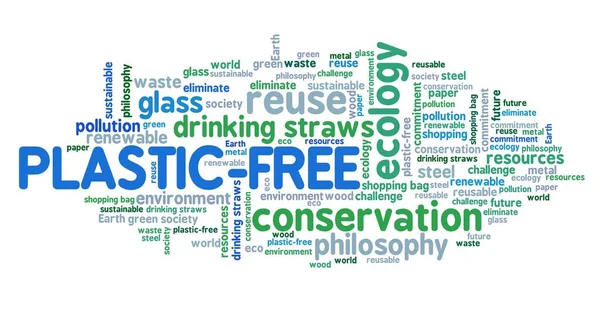 Plastikfreie Wortwolken Collage Philosophie Der Plastikfreien Zukunft — Stockfoto
