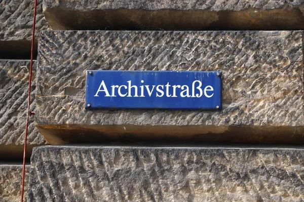 Město Drážďany Německu Stát Sasko Název Ulice Archivstrasse Angličtina Archive — Stock fotografie