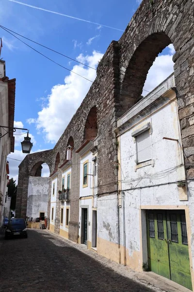 Evora Town Portugal Unesco World Heritage Site Prata Aqueduct Homes — Stock Photo, Image