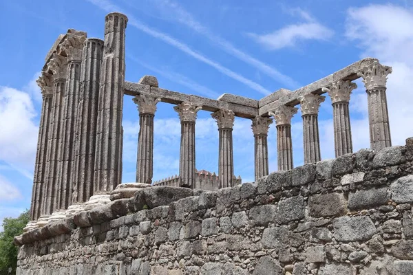 Evora Città Portogallo Patrimonio Mondiale Unesco Vecchio Tempio Romano Rovina — Foto Stock