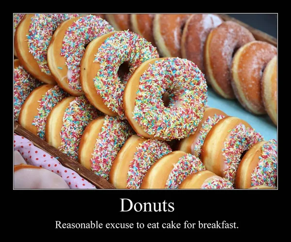 Grappige Meme Voor Social Media Delen Meme Gezonde Voeding Donuts — Stockfoto
