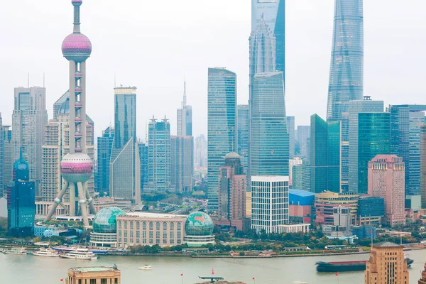 Fotografia aerea a Shanghai bund skyline — Foto Stock