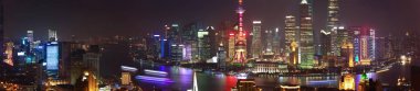 Shanghai bund manzarası panorama gece SC, hava fotoğrafçılığı