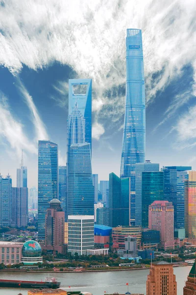 Aerial photography at Shanghai bund Skyline — Stock Photo, Image