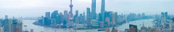 Flygfotografering på Shanghai bund Skyline av panorama — Stockfoto