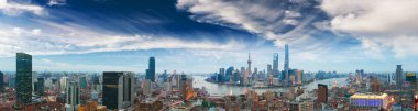 Shanghai bund panoramik manzarası, hava fotoğrafçılığı