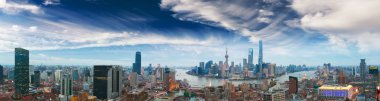 Shanghai bund panoramik manzarası, hava fotoğrafçılığı