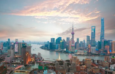 Shanghai bund manzarası Sunrise, hava fotoğrafçılığı
