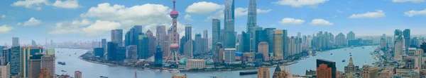 Flygfotografering på Shanghai bund Skyline av panorama — Stockfoto