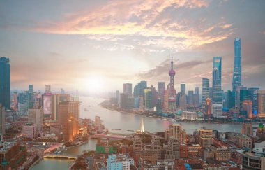 Shanghai bund manzarası Sunrise, hava fotoğrafçılığı