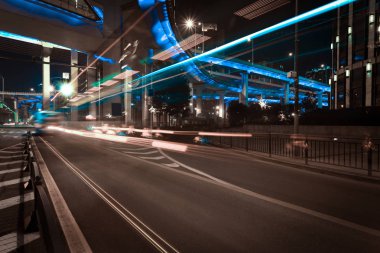 City road Üstgeçit gece sahne viyadük köprü