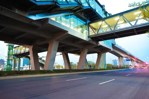City road surface floor with viaduct bridge — Stock Photo, Image