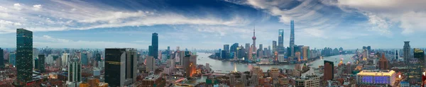 Аерофотозйомка в Шанхай Бунд Skyline Панорама — стокове фото