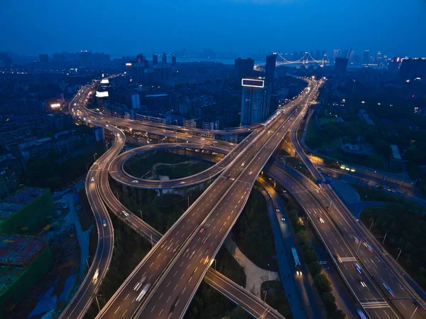 Aerial photography bird-eye view of City viaduct bridge road