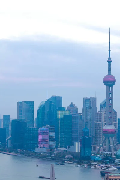 Letecká fotografie na Šanghaj bund Panorama — Stock fotografie