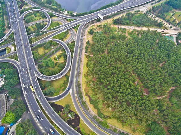 Aerial photography bird-eye view of City viaduct bridge road streetscape landscap
