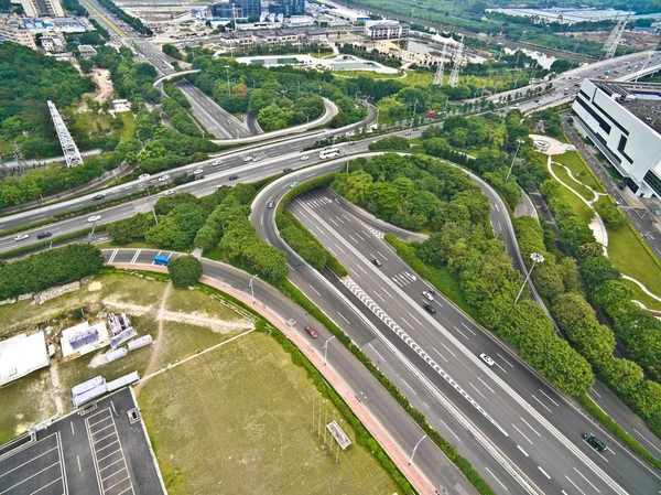 Fotografía aérea de Ciudad viaducto puente carretera paisaje — Foto de Stock