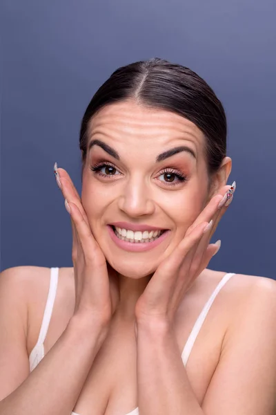 People, skincare and beauty concept - face of beautiful happy yo — Stock Photo, Image