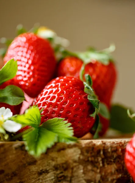Leckere Erdbeeren im Hintergrund — Stockfoto