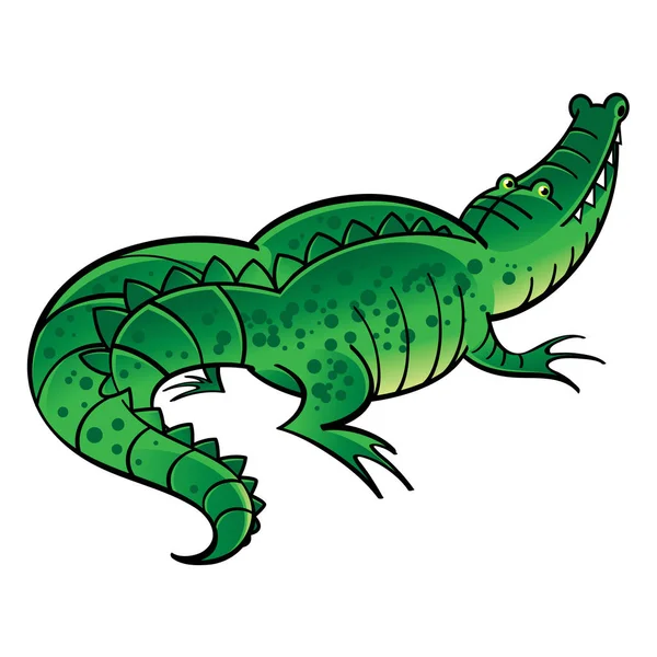 Green crocodile on white — Stock Vector