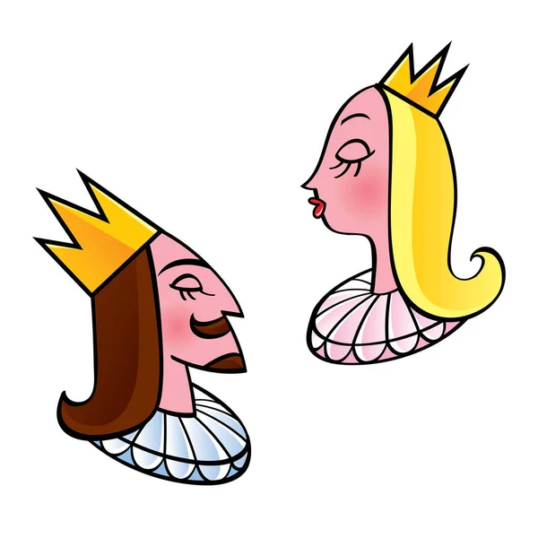 Raja dan Ratu dalam mahkota - Stok Vektor