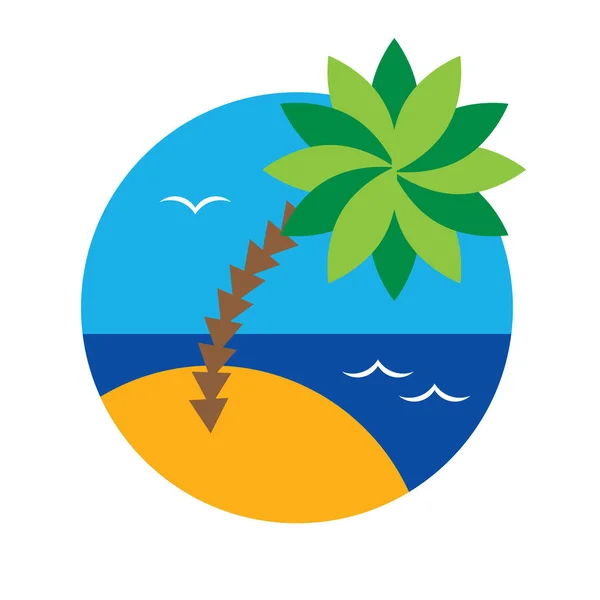 Palm tree on desert island — Stock Vector