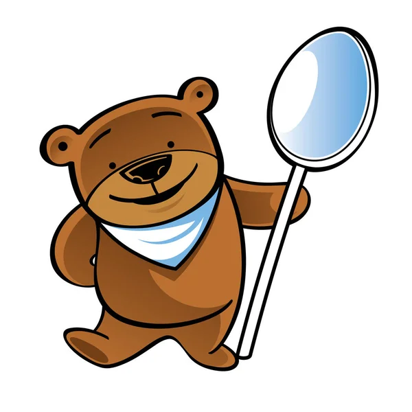 Bear holding spoon — Stock Vector