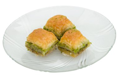 Beyaz bir arka plan üzerinde Fıstıklı Baklava