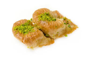 Beyaz bir arka plan üzerinde Fıstıklı Baklava