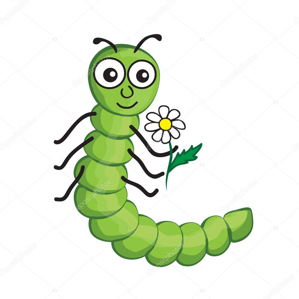 illustration of isolated cartoon worm on white background