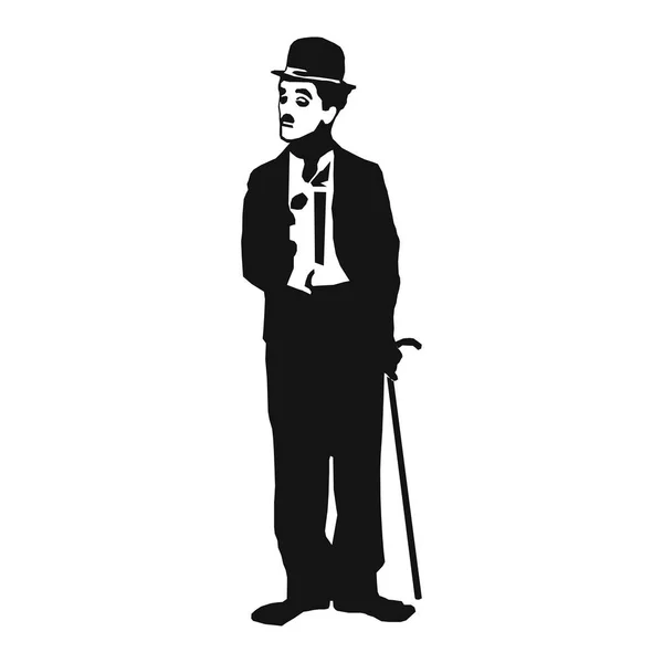 Sziluettjét vektoros Charlie Chaplin — Stock Vector