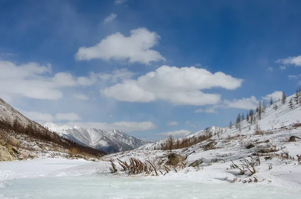 Hohe Berge unter Schnee im Winter — Stockfoto