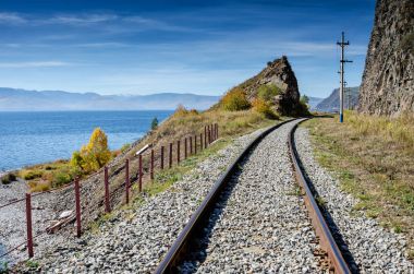 Sonbahar çevre-Baykal demiryolu, Doğu Sibirya, Rusya