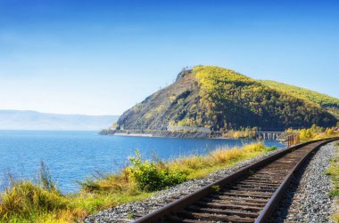 Sonbahar çevre-Baykal demiryolu, Doğu Sibirya, Rusya