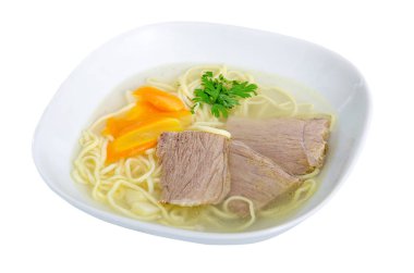 Et ve beyaz izole makarna çorbası