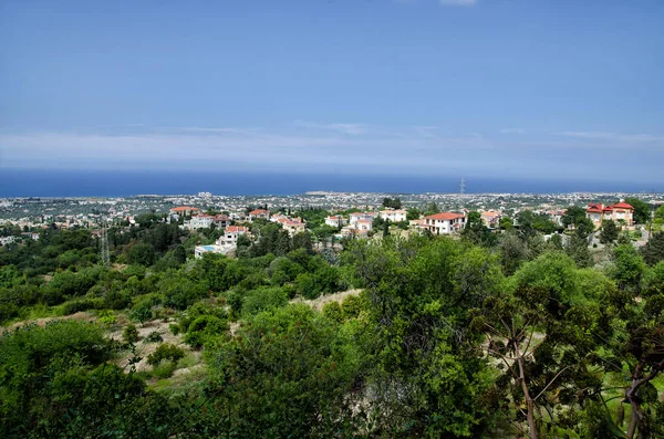 Summer view from cyprus castle to the sea and buildings — Stock Photo, Image