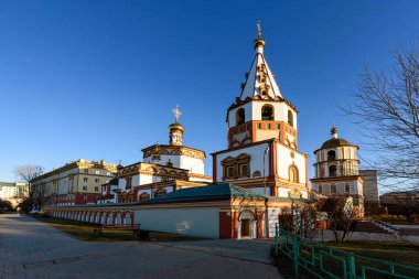 Rusya, Irkutsk - 2 Kasım 2019: Tanrı 'nın Epifanisi Katedrali. Ortodoks Kilisesi