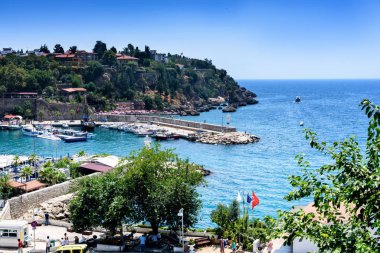 Antalya, Türkiye - 26 Temmuz 2019, Eski Şehir Marina manzarası
