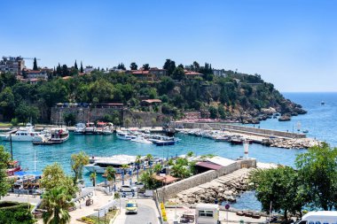 Antalya, Türkiye - 26 Temmuz 2019, Eski Şehir Marina manzarası