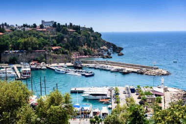 Antalya, Türkiye - 26 Temmuz 2019, Eski Şehir Marina manzarası