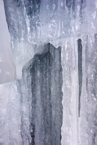 Eiszapfen Der Eiswand Auf Dem Baikalsee Winter Magische Mauer — Stockfoto
