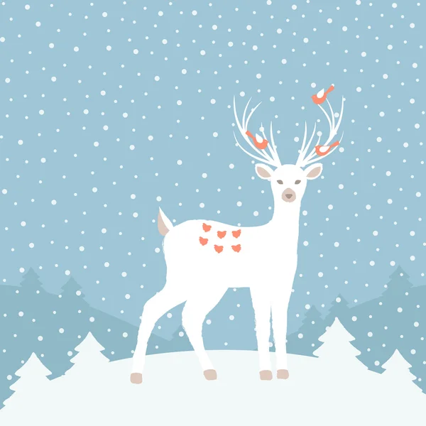 Christmas background with deer — Stock Vector