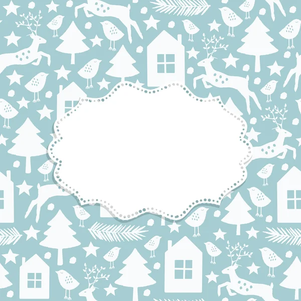 Winter seamless pattern and frame — Stock Vector