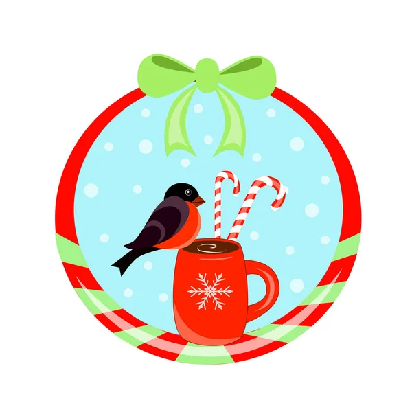 Bullfinch met koffie — Stockvector