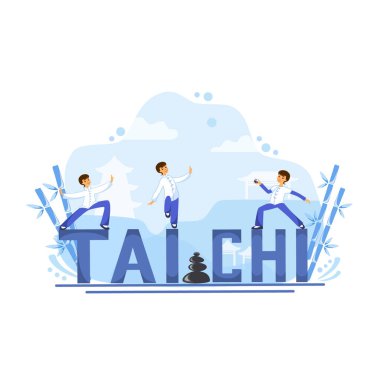 Chinese tai chi exercises clipart