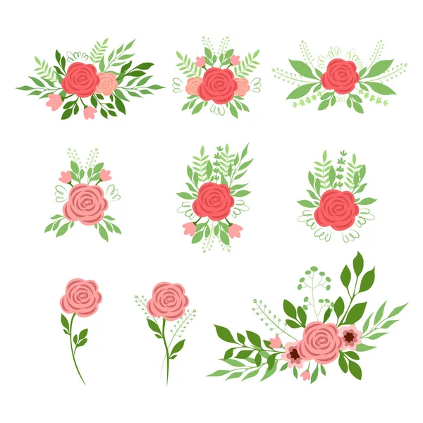 Reihe von Rosensträußen — Stockvektor
