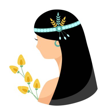 Laleli güzel bir kızın vektör çizimi