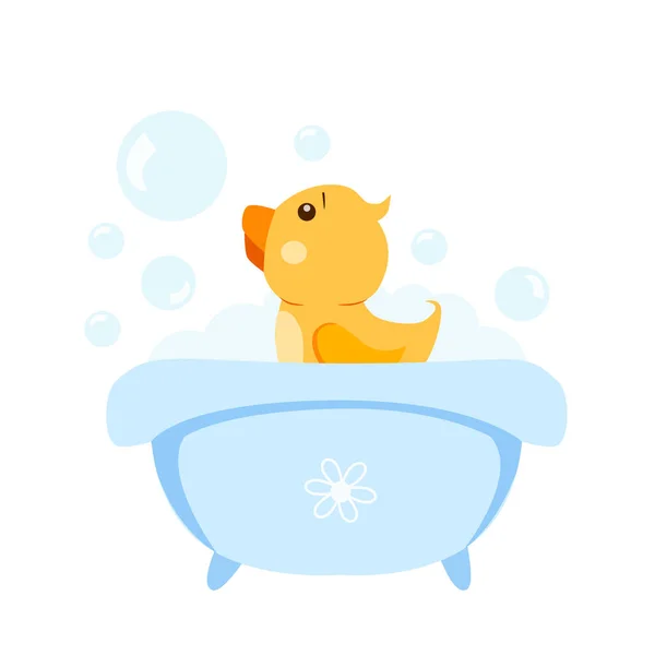 Stockvektorillustration Eines Kleinen Entchens Der Badewanne — Stockvektor
